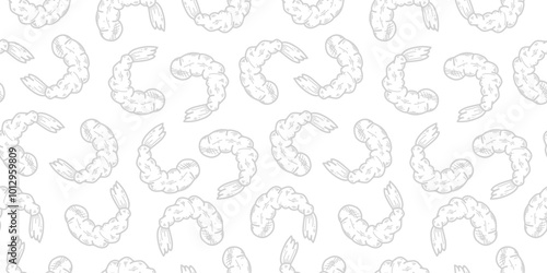 tempura fried shrimp seamless pattern. crispy shrimp tempura pattern background. Tempura Shrimp Pattern Background. fried shrimp pattern.