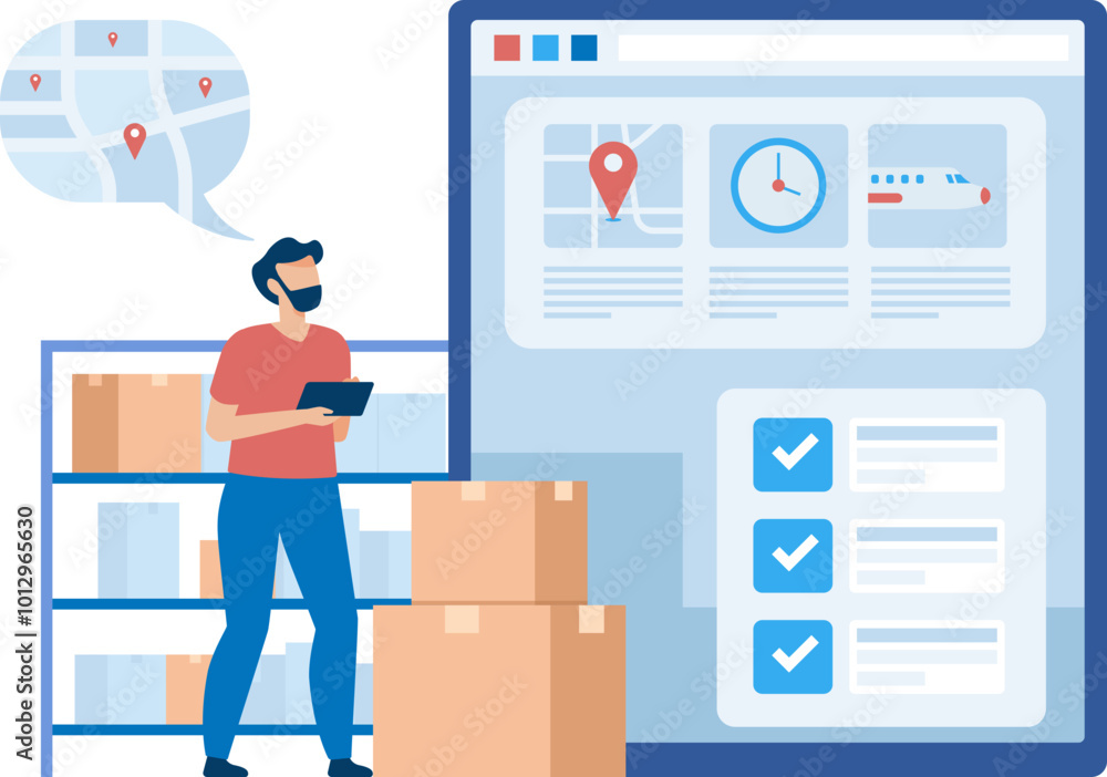 High Tech Logistics System for Tracking goods. SVG File High Tech Logistics System for Tracking goods. SVG File