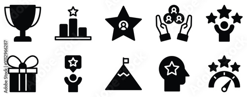 Motivation Icon Set Uplifting Solid Style Collection for Personal and Professional Drive