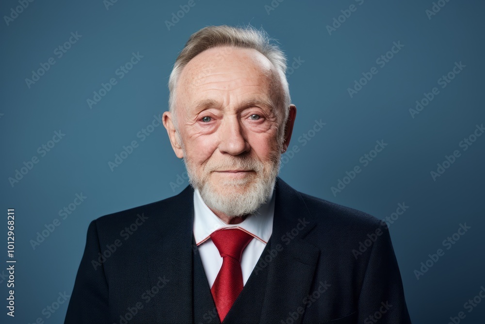 Portrait of an old man in a black suit and red tie. Portrait of an old man in a black suit and red tie.