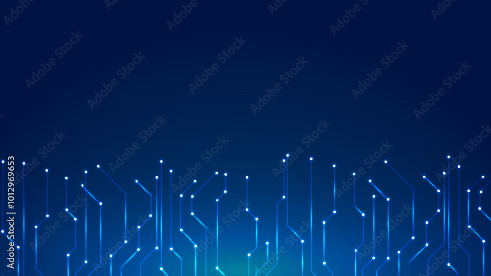 Obraz premium Information technology background blue with circuit board for telecommunication, telephones, database, html, and broadband