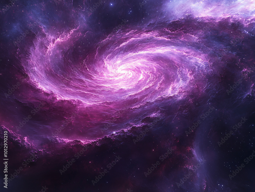 Obraz premium purple nebula galaxy spiral space background - cosmic fantasy illustration