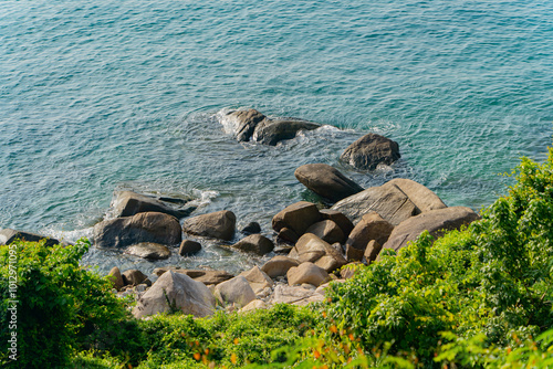 Rocky seashore.

The South China Sea in the East of Vietnam. Hoa Tam Commune, Long Hoa District, Fuyen Province. photo