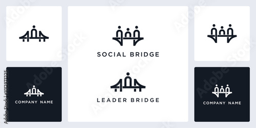 Vector abstract of people and bridge logo and icon template, can be used in various media easily, editable