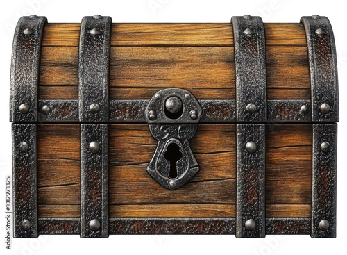 wooden chest isolated on transparent background