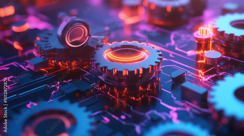 This 3D illustration captures the intersection of business, technology, and education in a dynamic e-learning environment. The design features abstract elements representing coaching and mentoring, sh This 3D illustration captures the intersection of business, technology, and education in a dynamic e-learning environment. The design features abstract elements representing coaching and mentoring, sh