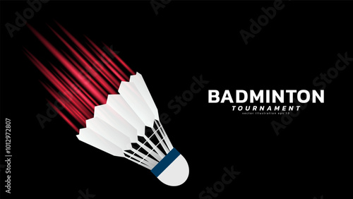 Badminton shuttlecock on black background badminton court indoor badminton sports wallpaper with copy space , illustration Vector EPS 10