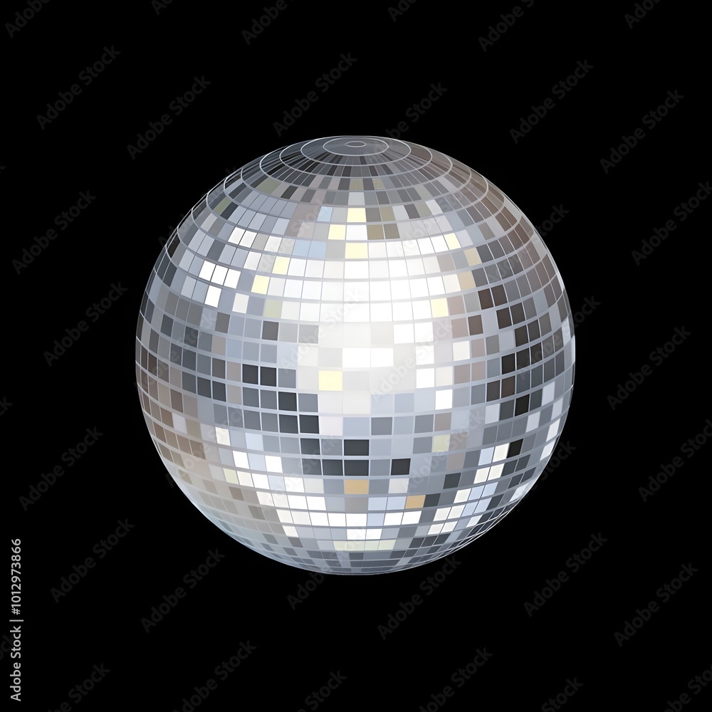 Obraz premium Disco Ball Emoji Icon on Black Background 