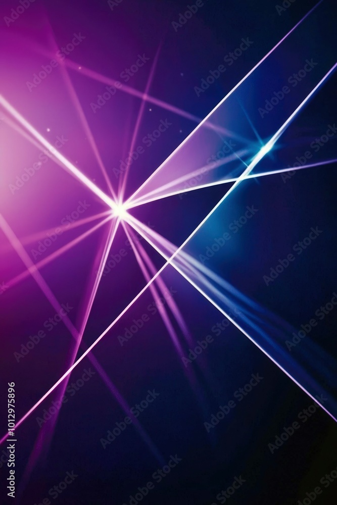 Abstract Light Beams Intersecting on a Dark Purple and Blue Background Abstract Light Beams Intersecting on a Dark Purple and Blue Background