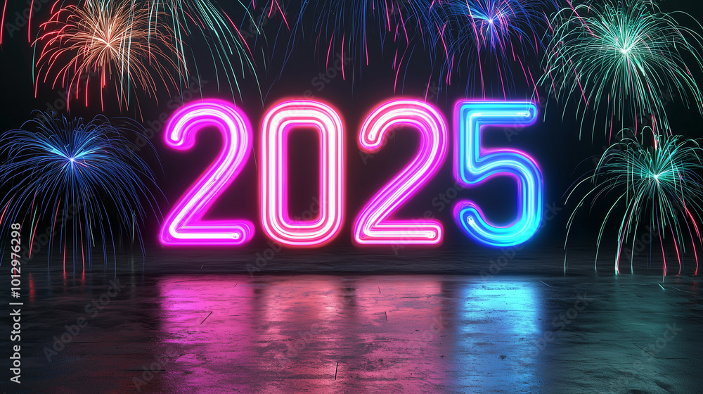 A futuristic new year banner with glowing neon numbers, A futuristic new year banner with glowing neon numbers,