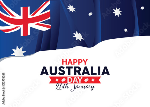 Australia Day, 26 January A National Celebration featuring an Australian flag-themed backdrop and elegant lettering photo