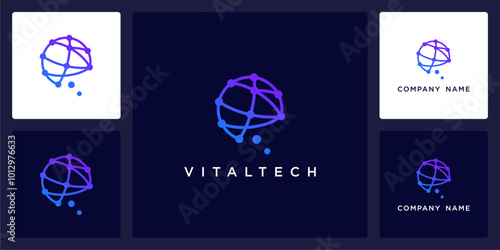 Vector abstract brain of vital tech logo and icon template, can be used in various media easily, editable
