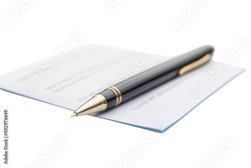 Wallpaper Mural A black pen resting on a blank notepad ready for notes, white isolated background. Torontodigital.ca