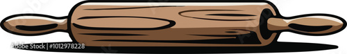 Print  An illustrated classic wooden rolling pin, suitable for bakery guides, pastry chef tutorials, and culinary school resources.