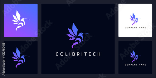 Vector abstract of colibri tech logo and icon template, can be used in various media easily, editable