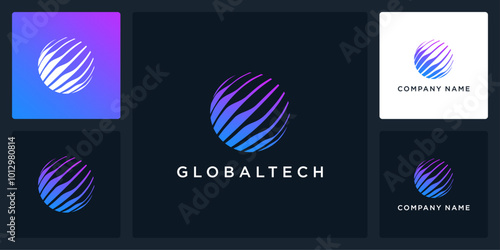 Vector abstract of global tech logo and icon template, can be used in various media easily, editable