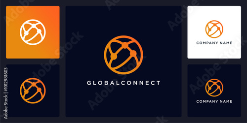Vector abstract of global connection logo and icon template, can be used in various media easily, editable