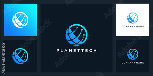 Vector abstract of planet tech logo and icon template, can be used in various media easily, editable