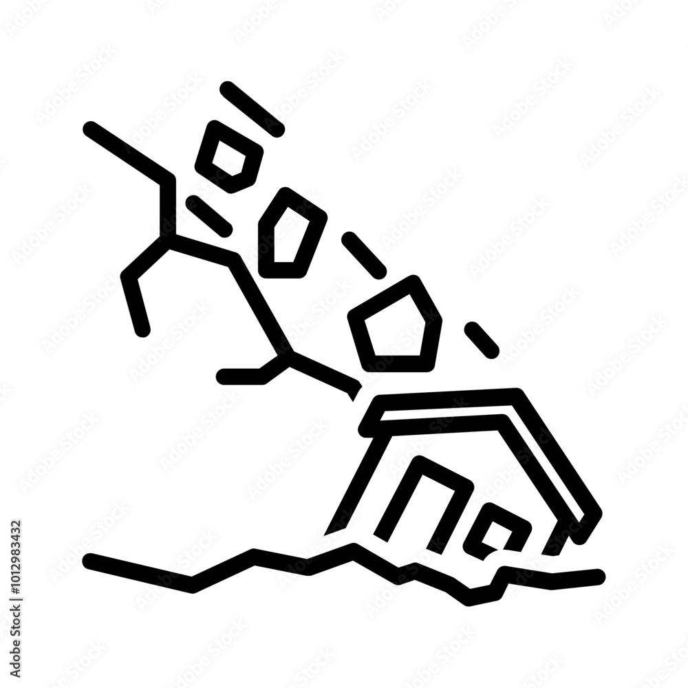 Vector black line icon for Destruction Vector black line icon for Destruction