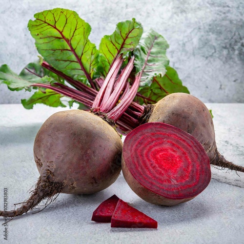 Red Beetroot with leaf isolated on white background