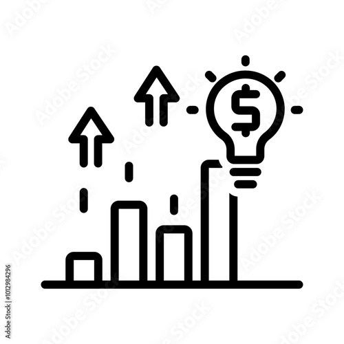 Vector black line icon for Financial success