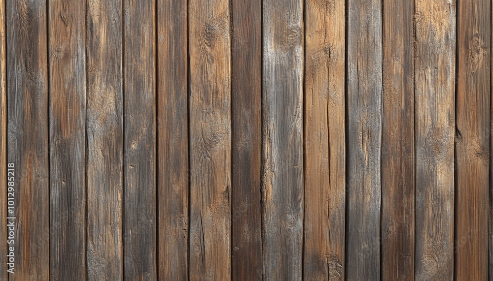 Naklejka premium Weathered wooden planks, rustic background texture.