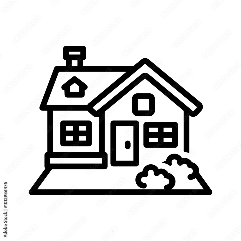 Vector black line icon for Bungalow Vector black line icon for Bungalow