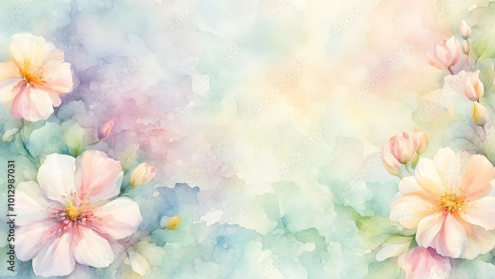 A soft watercolor background featuring delicate flowers and pastel colors. A soft watercolor background featuring delicate flowers and pastel colors.