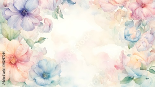 A soft, watercolor floral background with pastel colors, perfect for invitations or stationery.