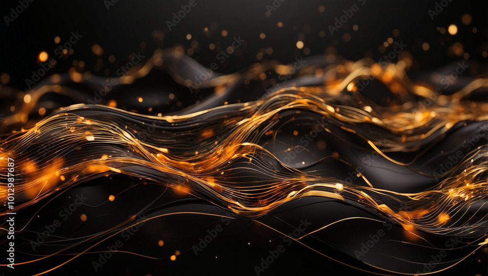 Obraz premium Dark Background with Golden and Silver Elements