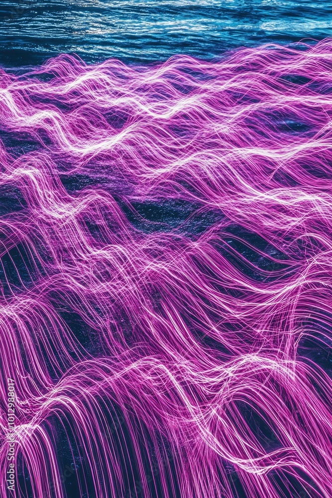 Obraz premium Abstract Purple and White Light Streaks Forming Wavy Patterns