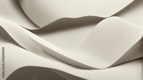 A close-up of flowing, textured fabric in soft, neutral tones.