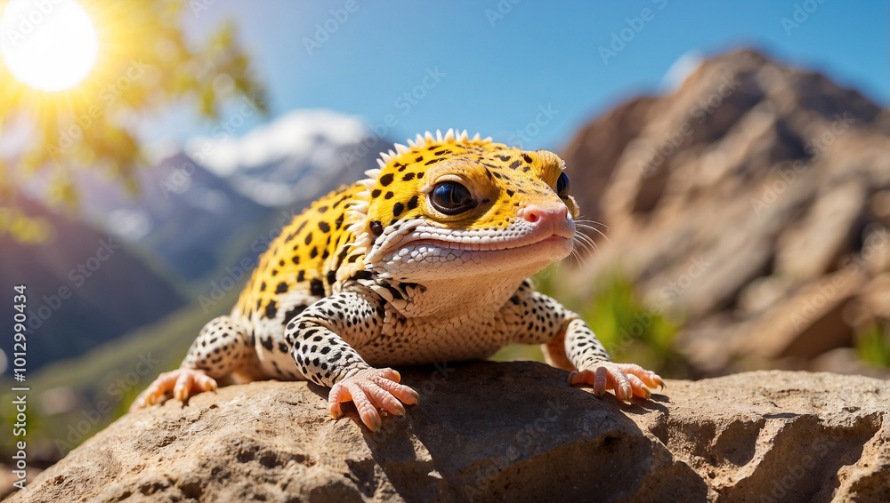Naklejka premium Leopard Gecko Resting