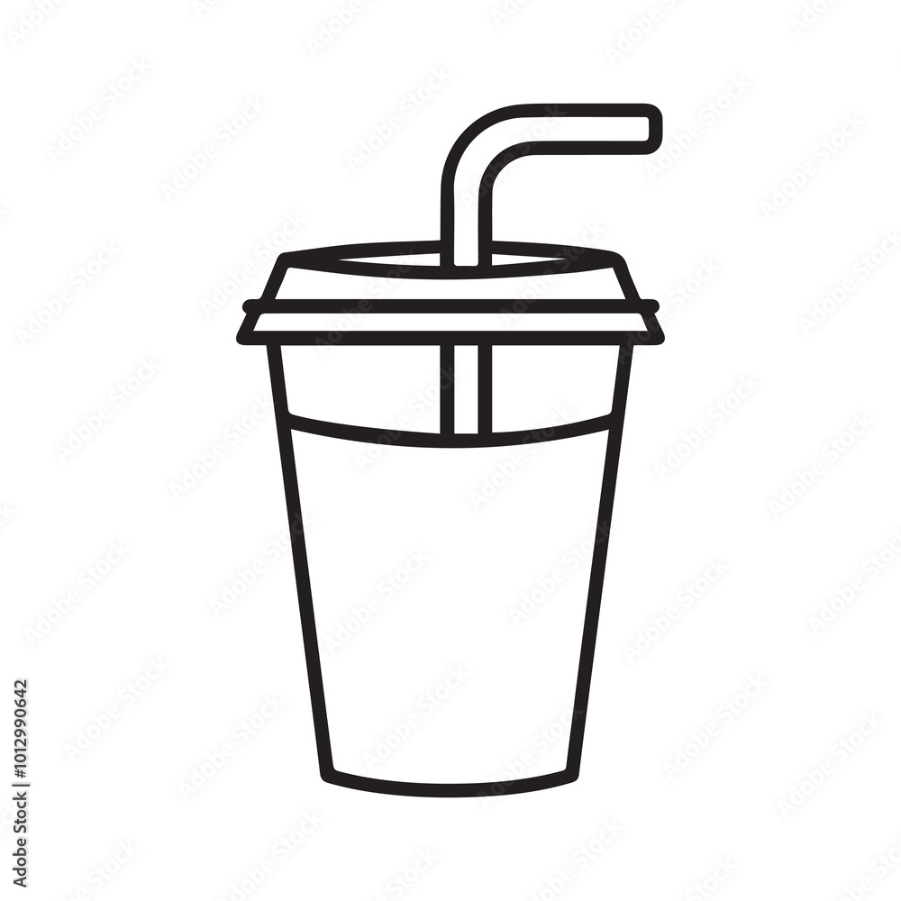 Coffee cup Line drawing icon black with a lid Coffee cup Line drawing icon black with a lid