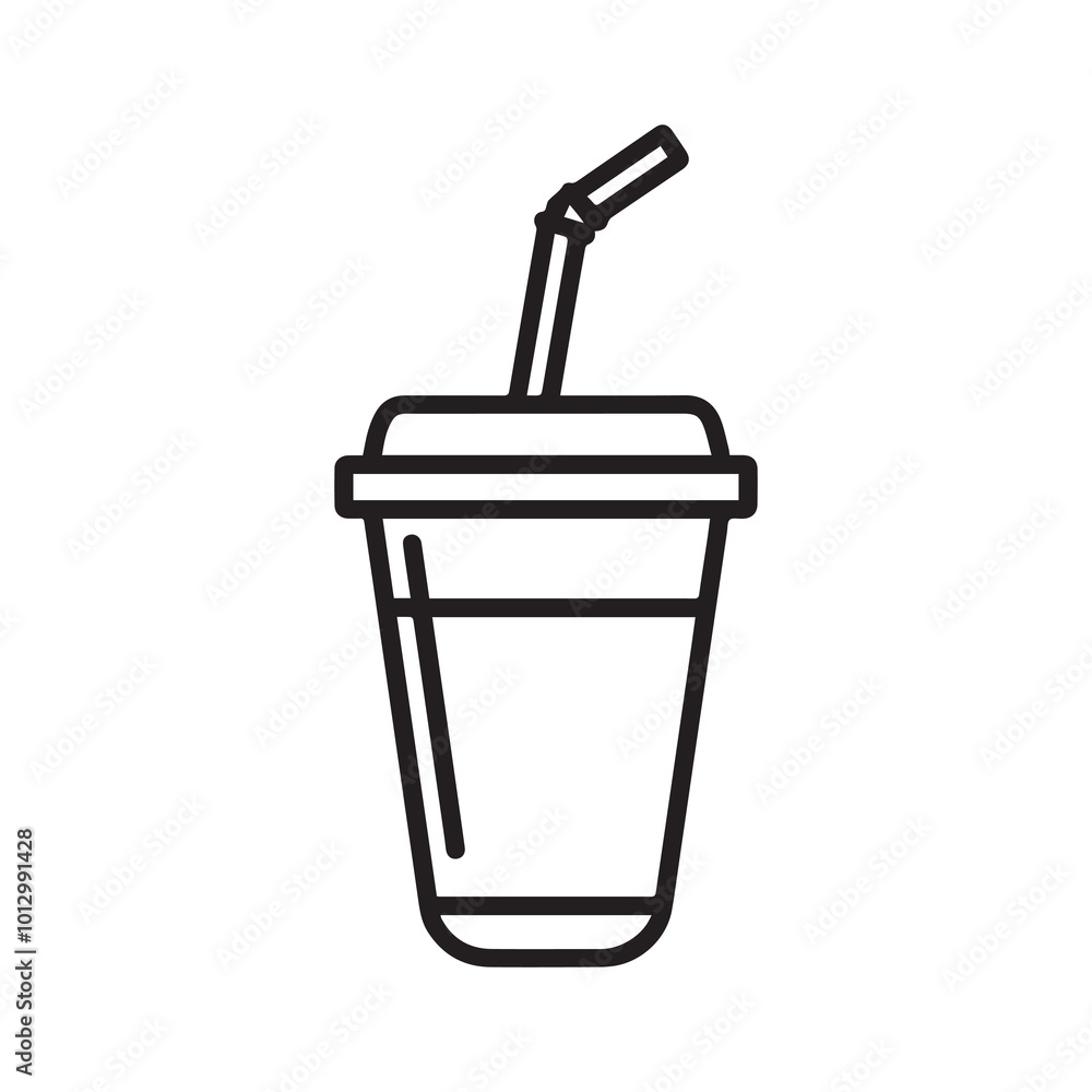 Coffee cup Line drawing icon black with a lid Coffee cup Line drawing icon black with a lid