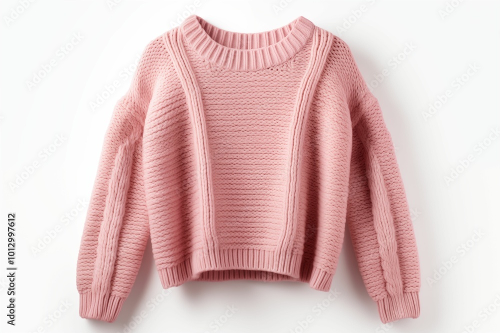 Fototapeta premium Female pink pullover isolated on white background. Generative ai