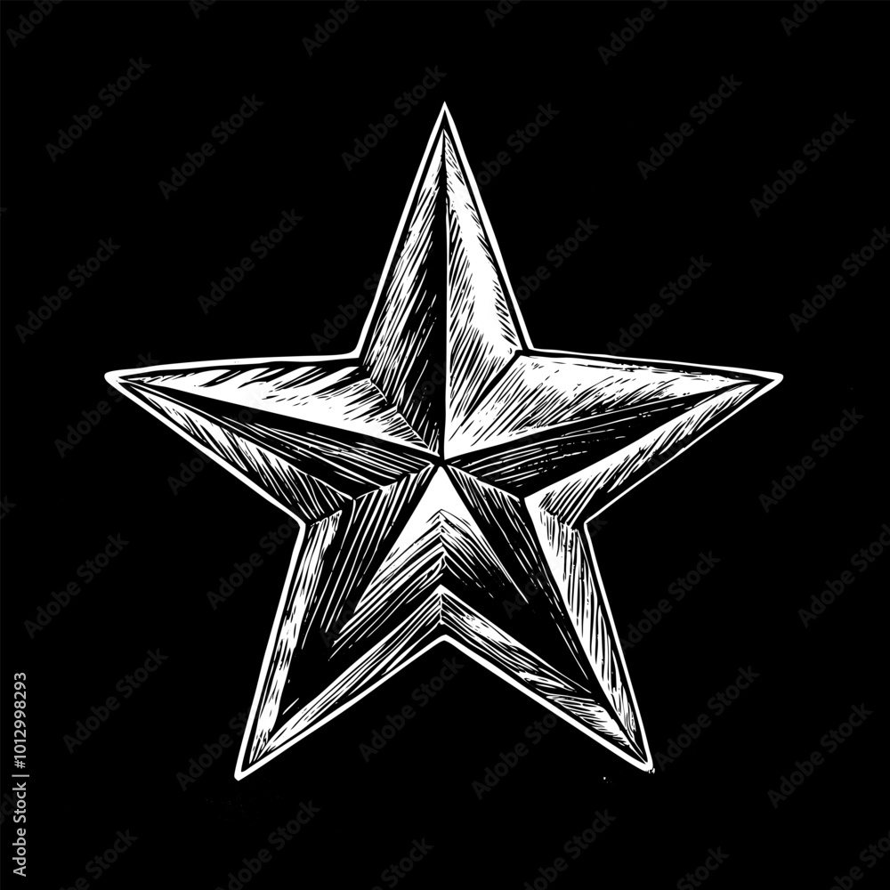 Hand Drawn Sketch of a Distressed Star on Black Background Hand Drawn Sketch of a Distressed Star on Black Background
