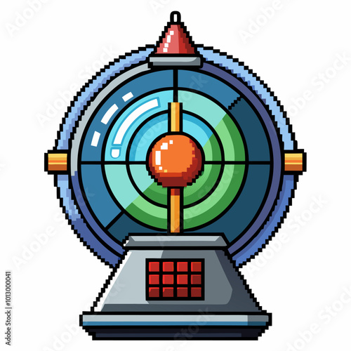 Pixel Art Space Radar Illustration Retro Gaming Style Sci Fi Technology Vector Design