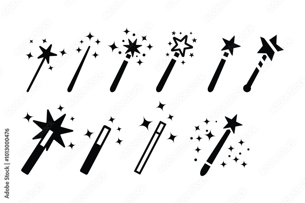 Magic wand icon logo design template isolated illustration Magic wand icon logo design template isolated illustration