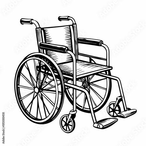 Hand Drawn Classic Wheelchair Illustration