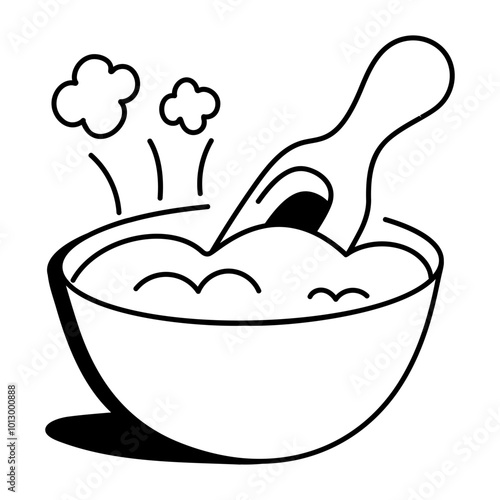 A doodle icon of a flour bowl

