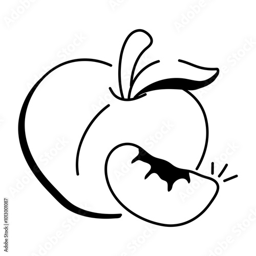 A doodle style icon of fresh peach 
