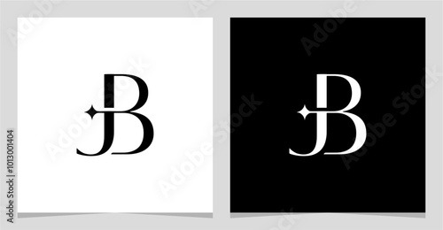 JB BJ J B Letter Abstract Logo Vector , Initial Logo for Brand Company , Lettering Font Logo Monogram Element Vector