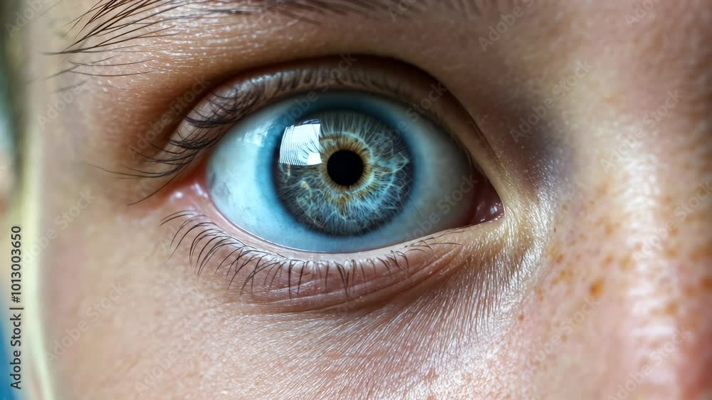 Blue Eye Closeup with Rapid Pupil Expansion and Stunning Contrast Blue Eye Closeup with Rapid Pupil Expansion and Stunning Contrast