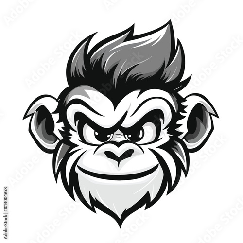 Galon Funny Logo Mascot Thicker Outline White Background Black and White Color