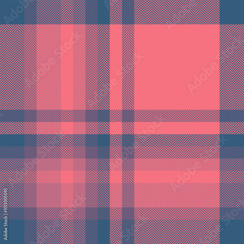 Symmetry fabric background plaid, stage check seamless tartan. Aged pattern vector textile texture in red and cyan colors.