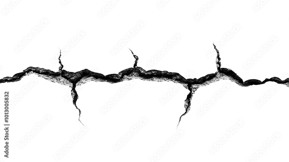 Large crack with sharp edges, isolated on transparent cutout background Large crack with sharp edges, isolated on transparent cutout background