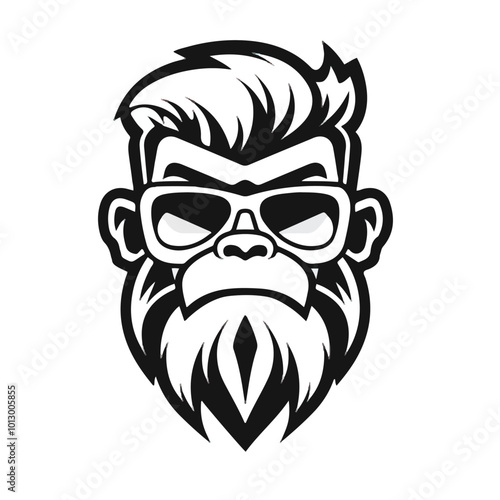 Galon Funny Logo Mascot Thicker Outline White Background Black and White Color