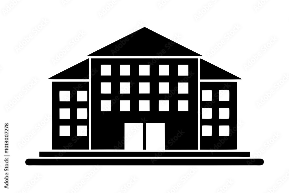 Minimalist Hotel Building Icon with Square Base Vector Illustration for Graphic Use
Minimalist Hotel Building Icon with Square Base Vector Illustration for Graphic Use