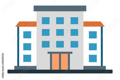 Simple Hotel Building Icon with Square Base Vector Illustration for Modern Design 